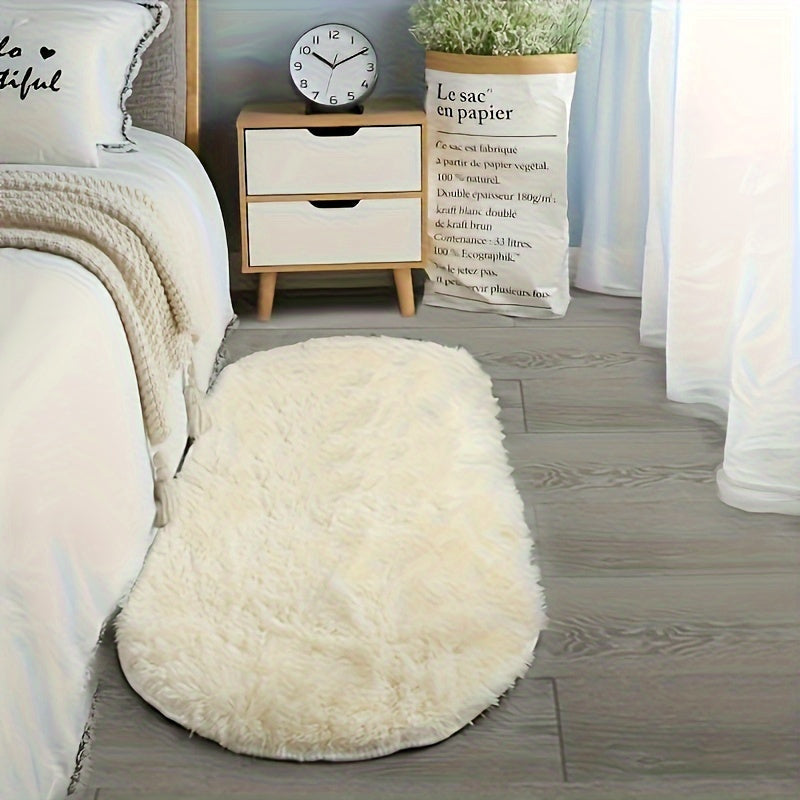 LumoNiva: Modern Oval Rug in Neutral Style, Comfortable Underfoot – for Bedrooms & Small Spaces