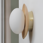 LumoNordic: Elegant LED Wall Light 1-Bulb with Wooden Base & Glass Sphere – Ideal for Living Room & Entrance Area