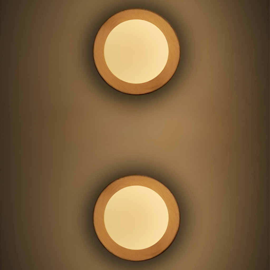 LumoNordic: Elegant LED Wall Light 1-Bulb with Wooden Base & Glass Sphere – Ideal for Living Room & Entrance Area