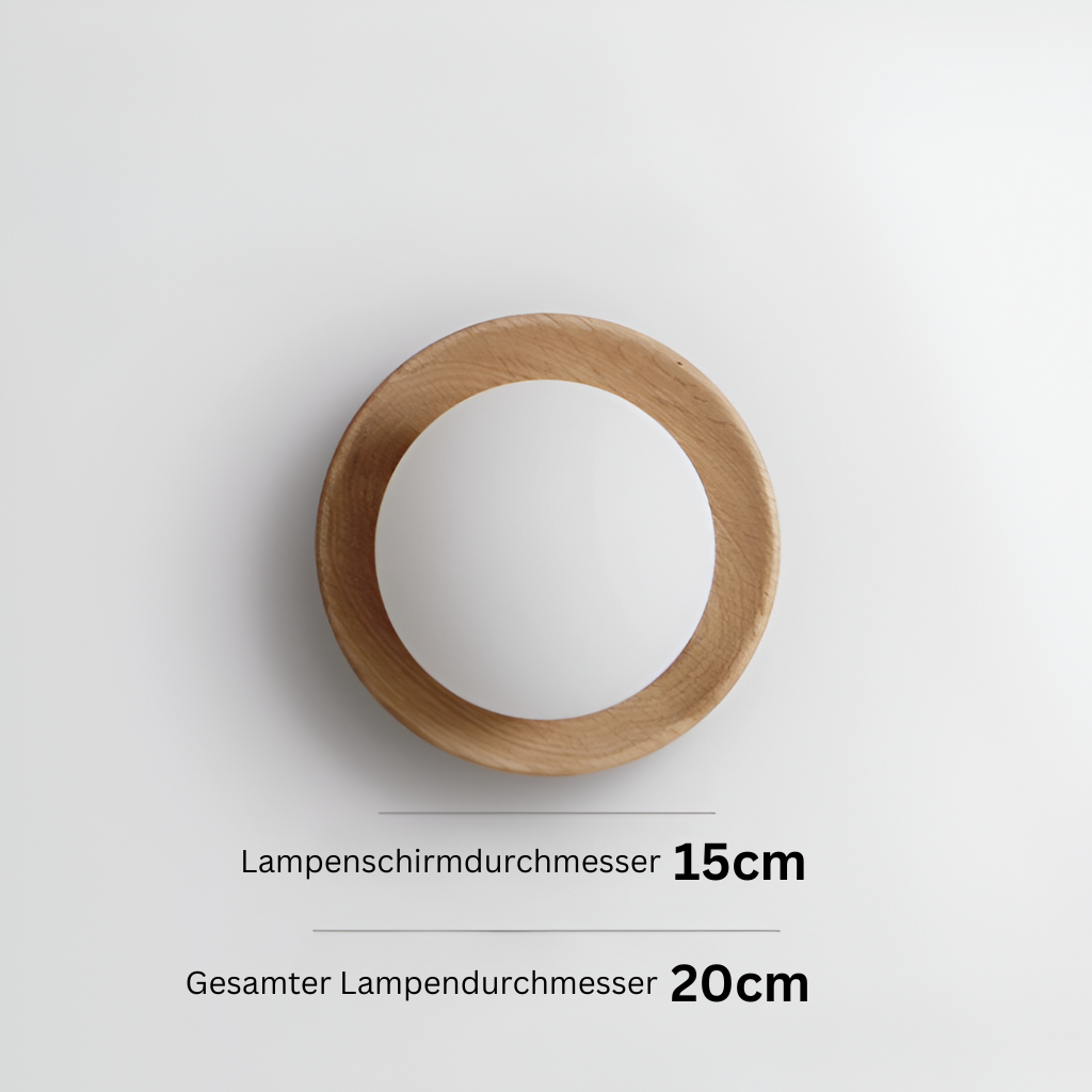 LumoNordic: Elegant LED Wall Light 1-Bulb with Wooden Base & Glass Sphere – Ideal for Living Room & Entrance Area