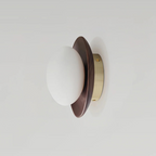 LumoNordic: Elegant LED Wall Light 1-Bulb with Wooden Base & Glass Sphere – Ideal for Living Room & Entrance Area