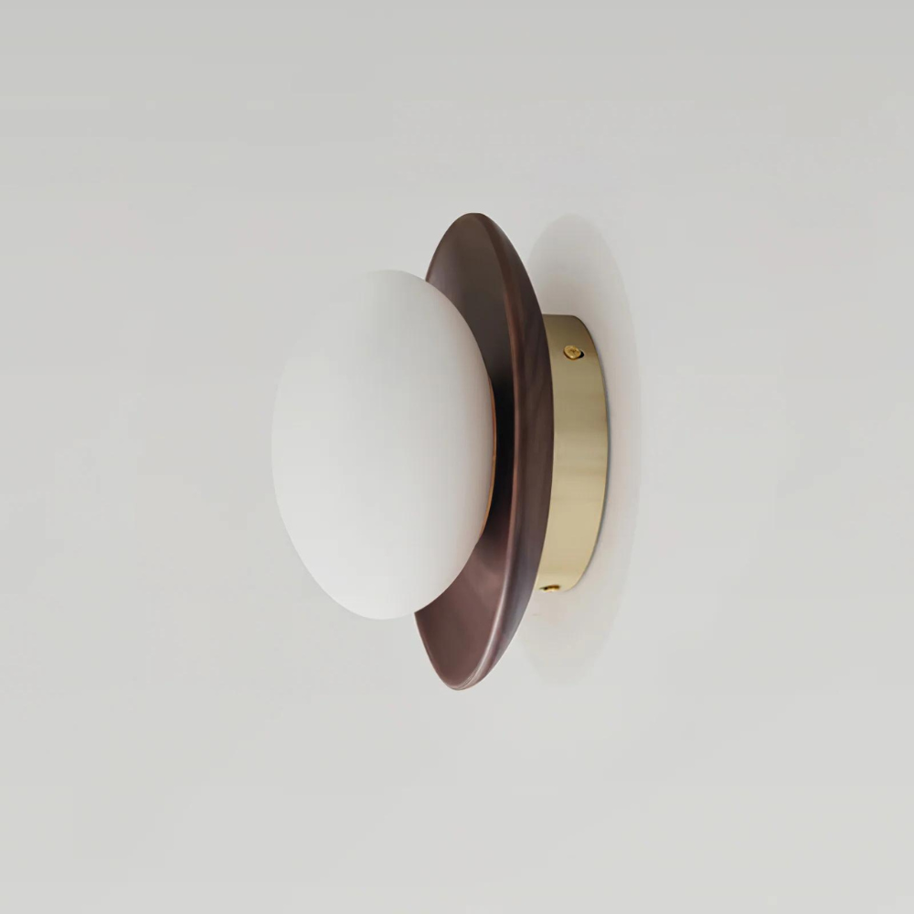 LumoNordic: Elegant LED Wall Light 1-Bulb with Wooden Base & Glass Sphere – Ideal for Living Room & Entrance Area