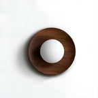 LumoNordic: Elegant LED Wall Light 1-Bulb with Wooden Base & Glass Sphere – Ideal for Living Room & Entrance Area