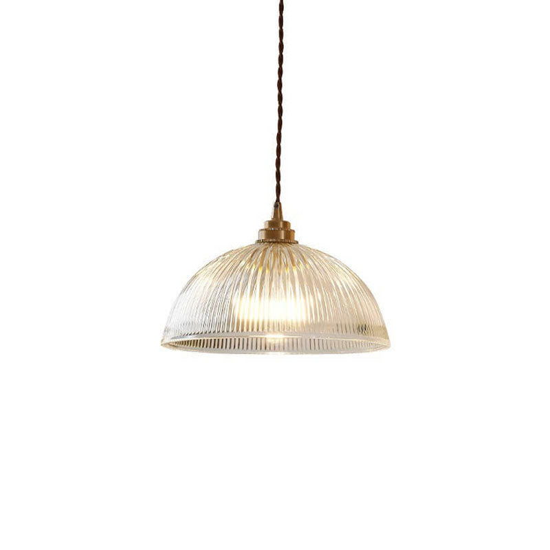 LumoRipp: Modern Glass Pendant Light with Ribbed Shade & Adjustable Suspension - Ideal for Living Room & Dining Area