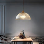 LumoRipp: Modern Glass Pendant Light with Ribbed Shade & Adjustable Suspension - Ideal for Living Room & Dining Area