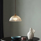 LumoRipp: Modern Glass Pendant Light with Ribbed Shade & Adjustable Suspension - Ideal for Living Room & Dining Area