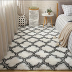 LumoValea: Long-Pile Patterned Rug Soft Rectangular – Decorative for Bedroom & Living Room