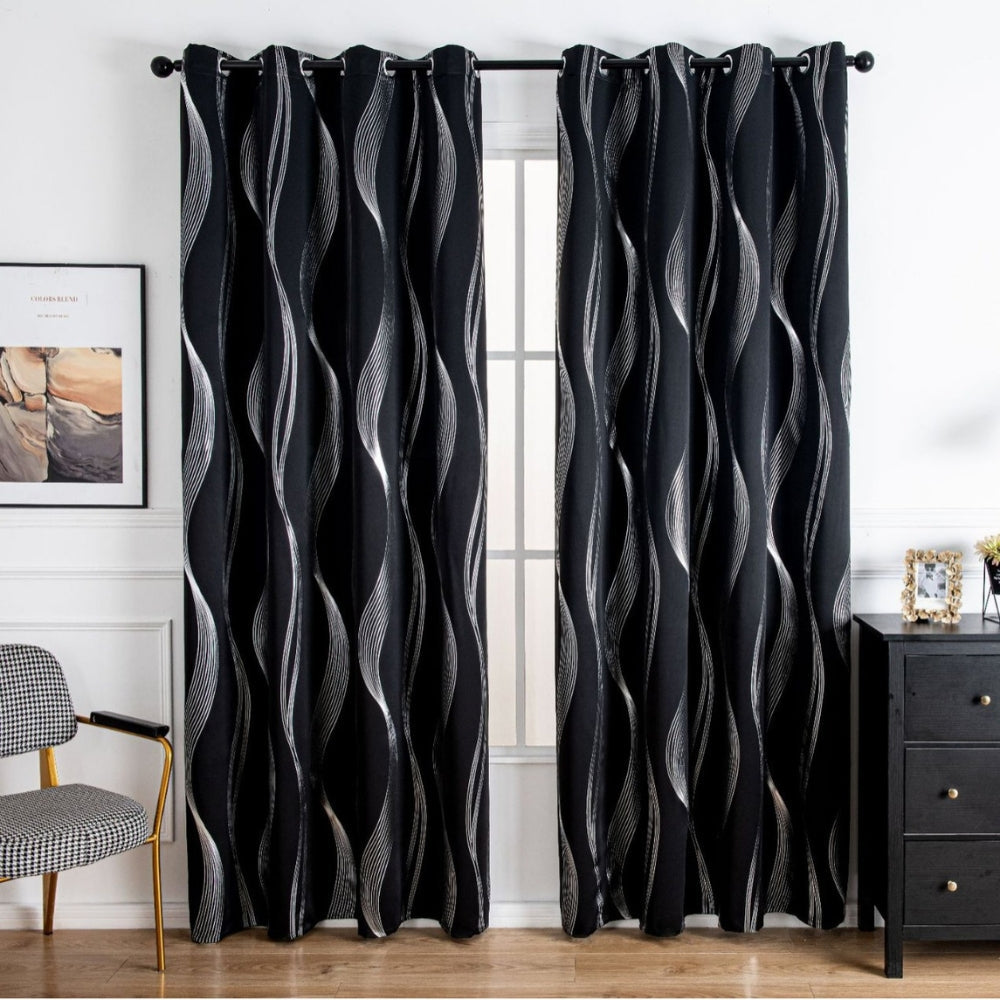LumoWelle: Blackout Curtain in Modern Wave Pattern – Stylish for Bedrooms & Living Rooms