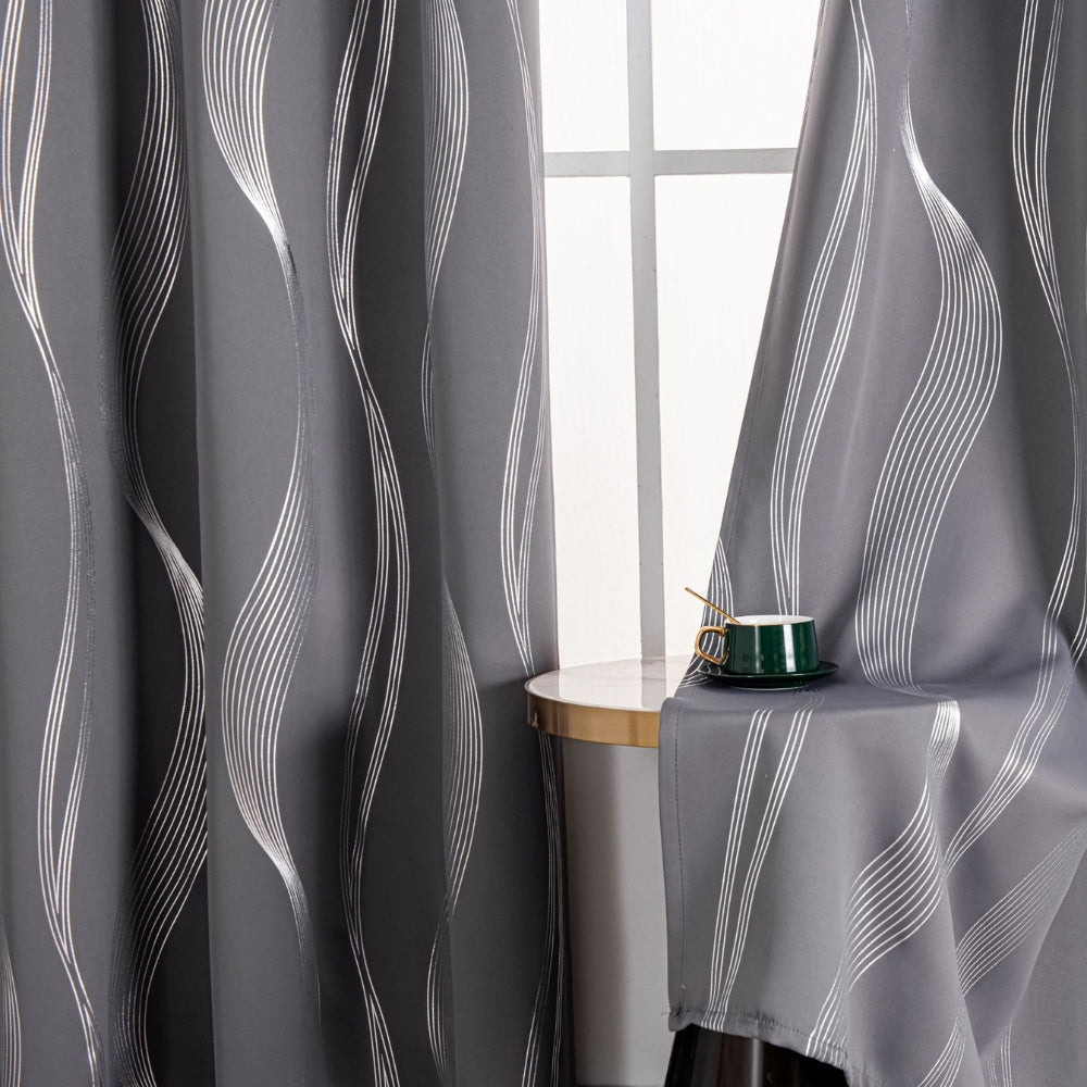 LumoWelle: Blackout Curtain in Modern Wave Pattern – Stylish for Bedrooms & Living Rooms