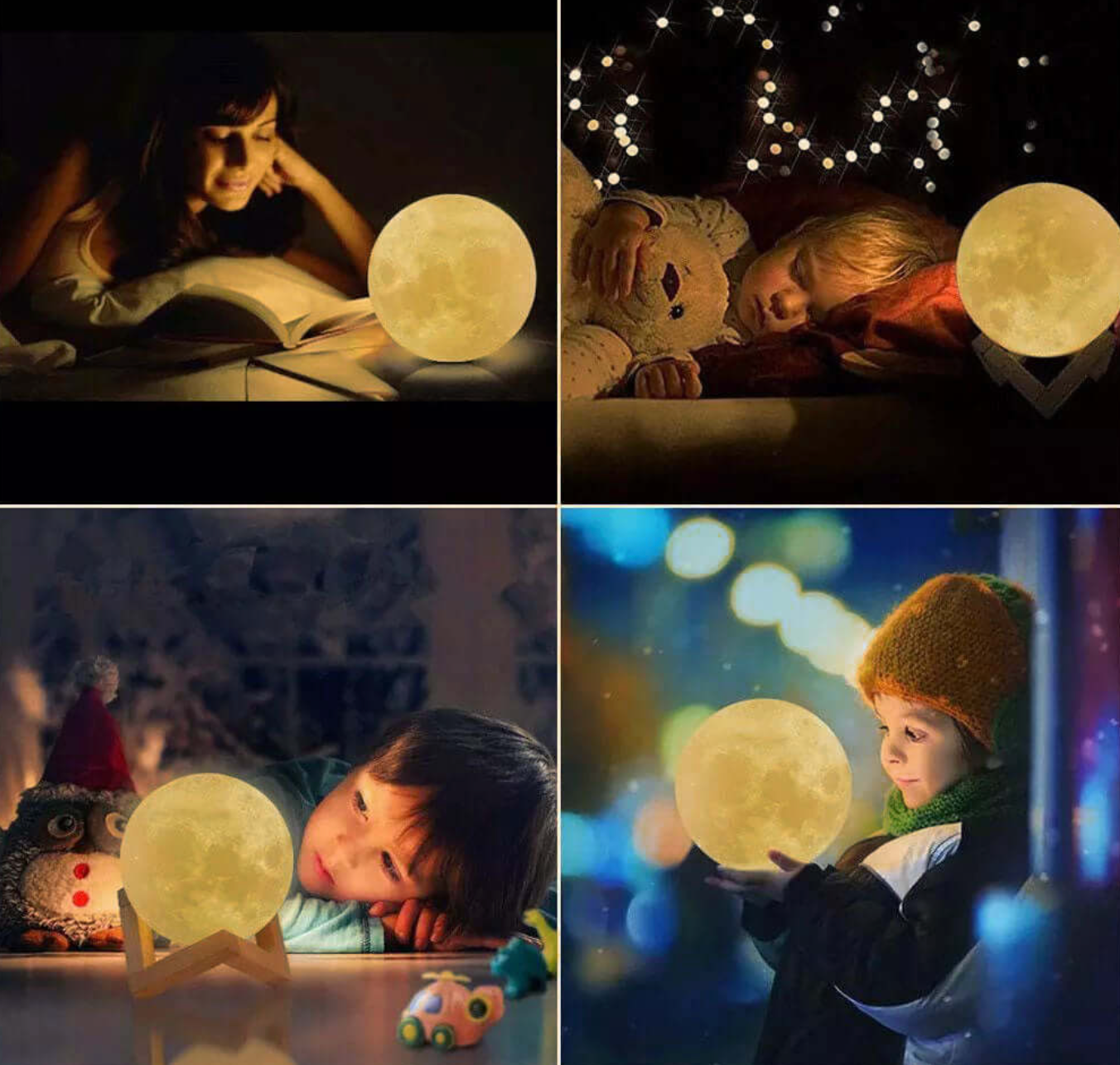 LunaGlanz: LED Moon Lamp – Wireless, Dimmable & Rechargeable with Remote Control & Wooden Stand