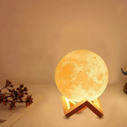 LunaGlanz: LED Moon Lamp – Wireless, Dimmable & Rechargeable with Remote Control & Wooden Stand