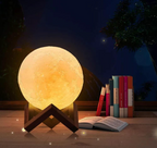 LunaGlanz: LED Moon Lamp – Wireless, Dimmable & Rechargeable with Remote Control & Wooden Stand