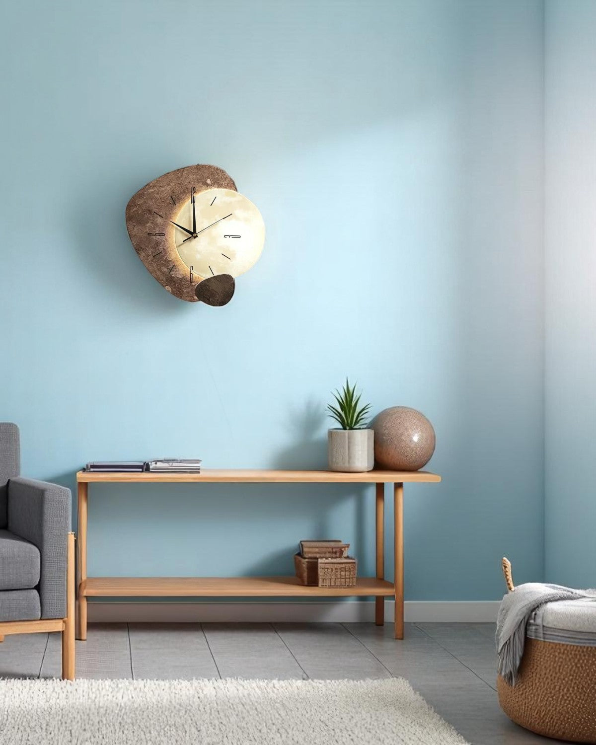 LunaVetro: Modern Design Wall Clock in Crystal Look with LED Lighting – for Living Room & Office