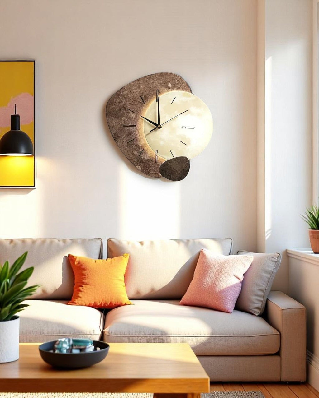 LunaVetro: Modern Design Wall Clock in Crystal Look with LED Lighting – for Living Room & Office