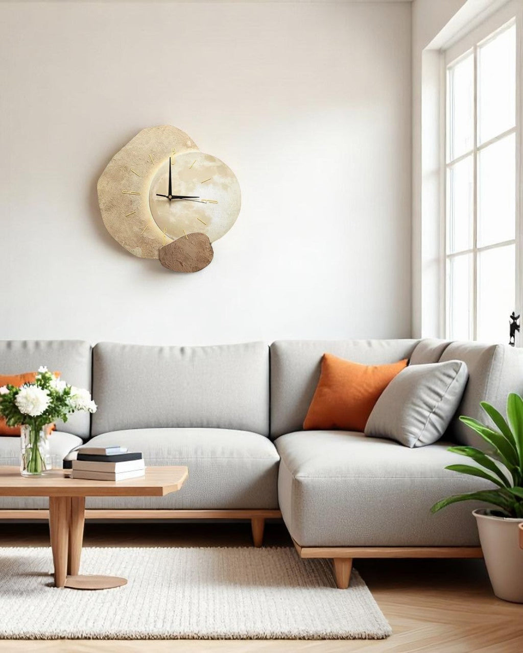 LunaVetro: Modern Design Wall Clock in Crystal Look with LED Lighting – for Living Room & Office