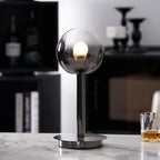 Floating Fireball Mirrored Glass Orb Table Lamp