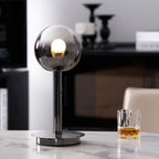 Floating Fireball Mirrored Glass Orb Table Lamp