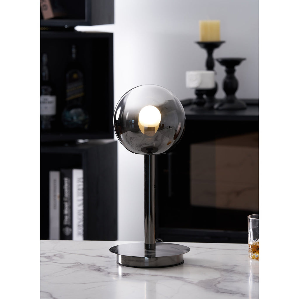 Floating Fireball Mirrored Glass Orb Table Lamp