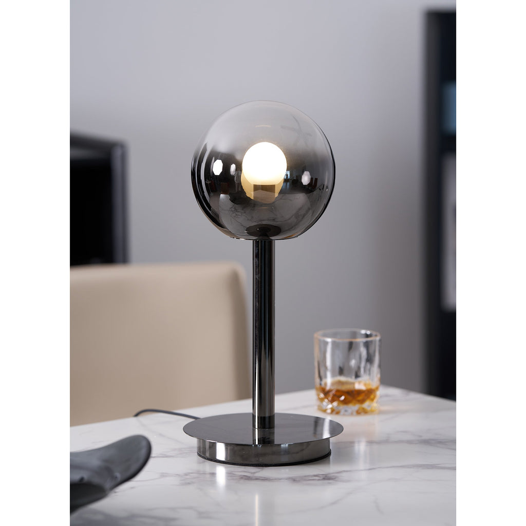 Floating Fireball Mirrored Glass Orb Table Lamp