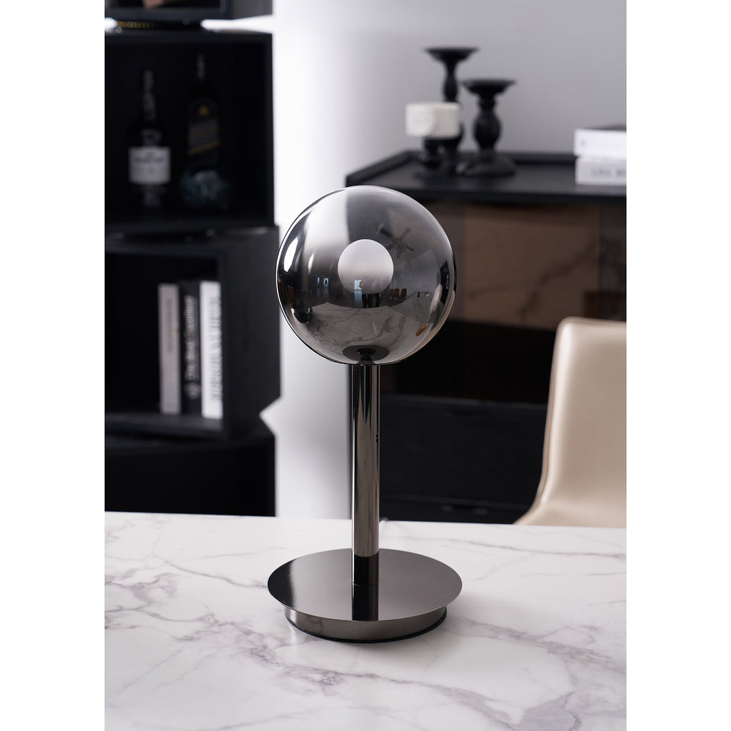Floating Fireball Mirrored Glass Orb Table Lamp