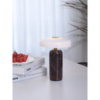 Opaline Glass Orb Marble Base Cordless Table Lamp
