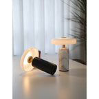 Opaline Glass Orb Marble Base Cordless Table Lamp