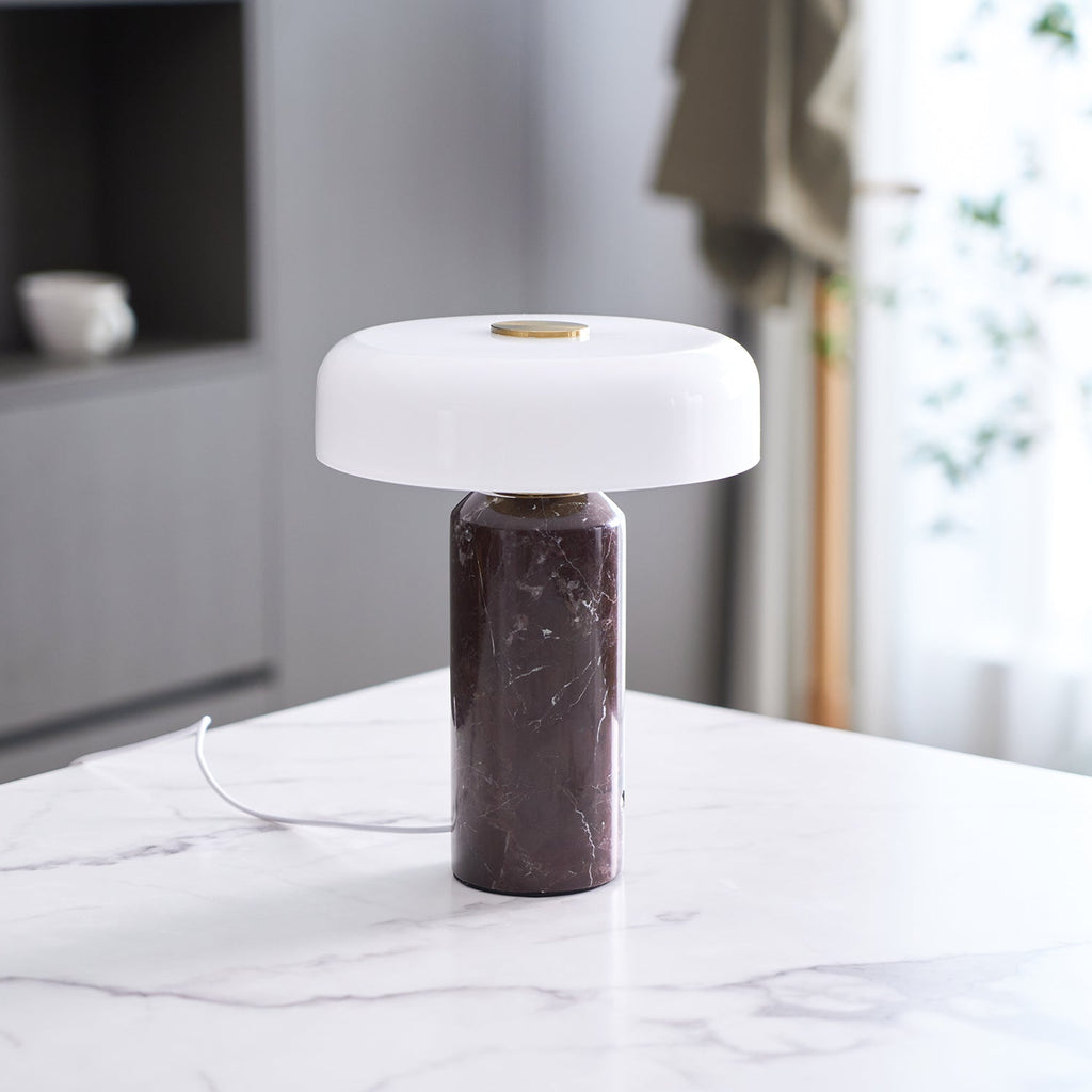 Opaline Glass Orb Marble Base Cordless Table Lamp