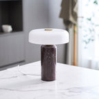 Opaline Glass Orb Marble Base Cordless Table Lamp