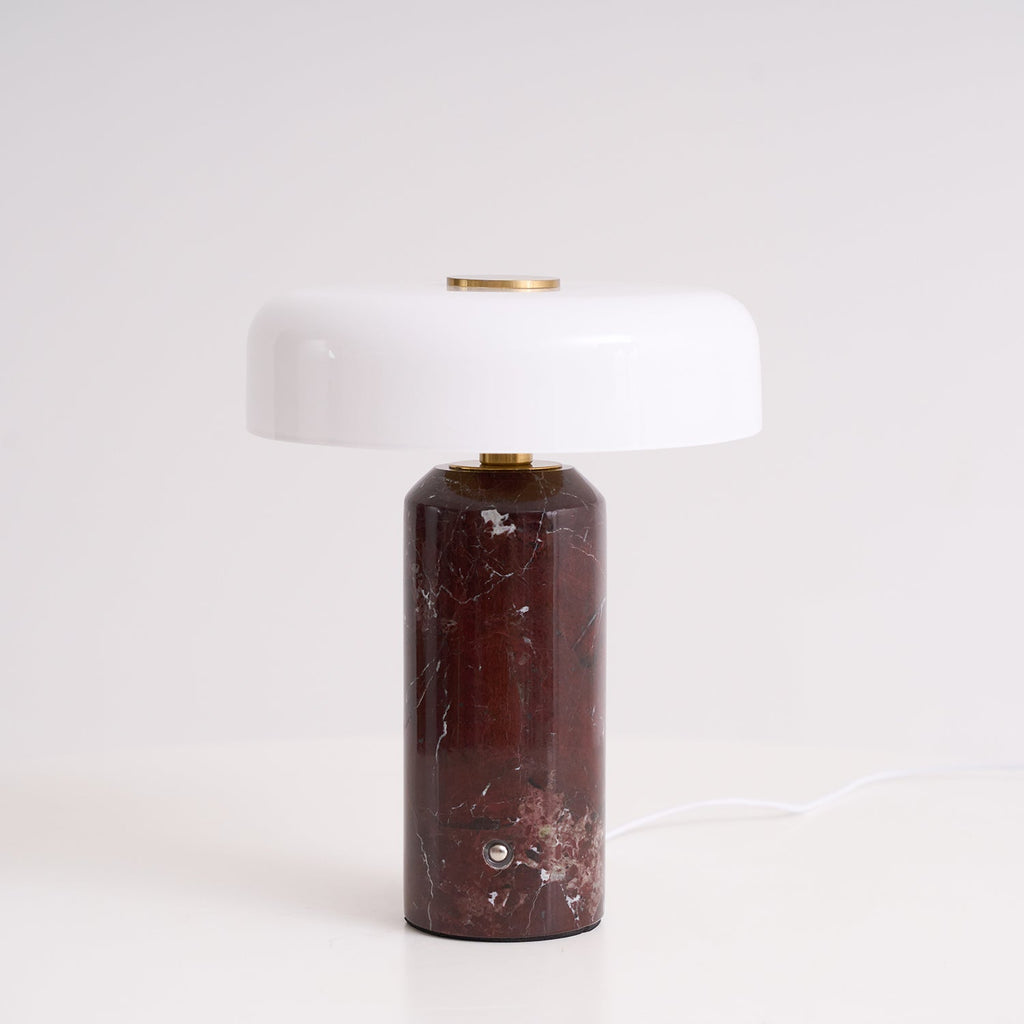 Opaline Glass Orb Marble Base Cordless Table Lamp