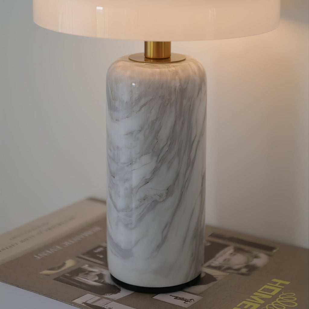 Opaline Glass Orb Marble Base Cordless Table Lamp