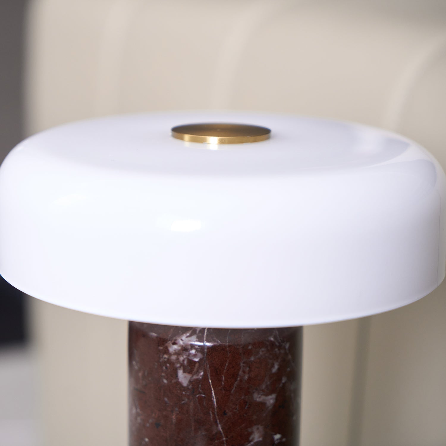 Opaline Glass Orb Marble Base Cordless Table Lamp