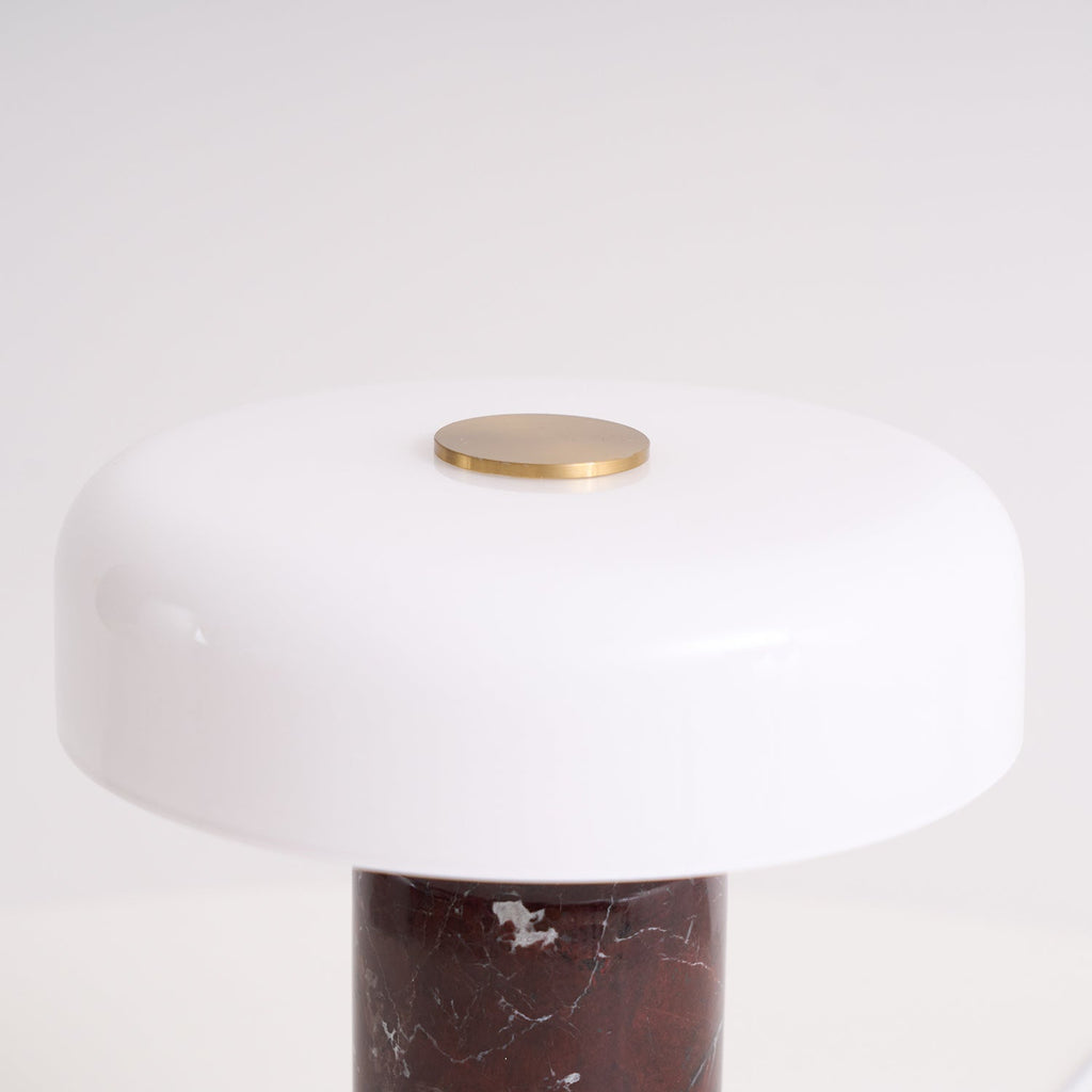 Opaline Glass Orb Marble Base Cordless Table Lamp