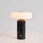 Opaline Glass Orb Marble Base Cordless Table Lamp