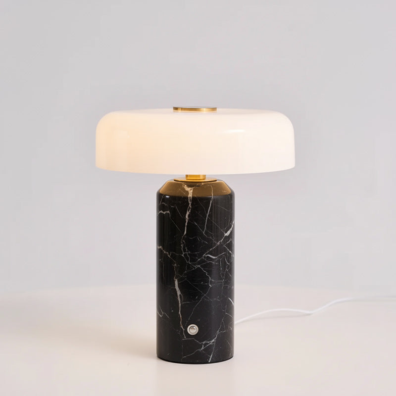 Opaline Glass Orb Marble Base Cordless Table Lamp