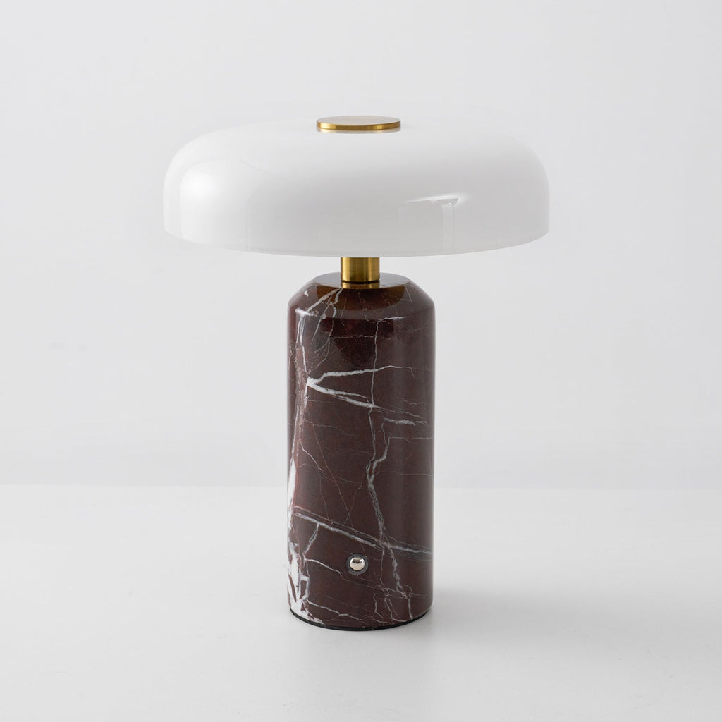 Opaline Glass Orb Marble Base Cordless Table Lamp