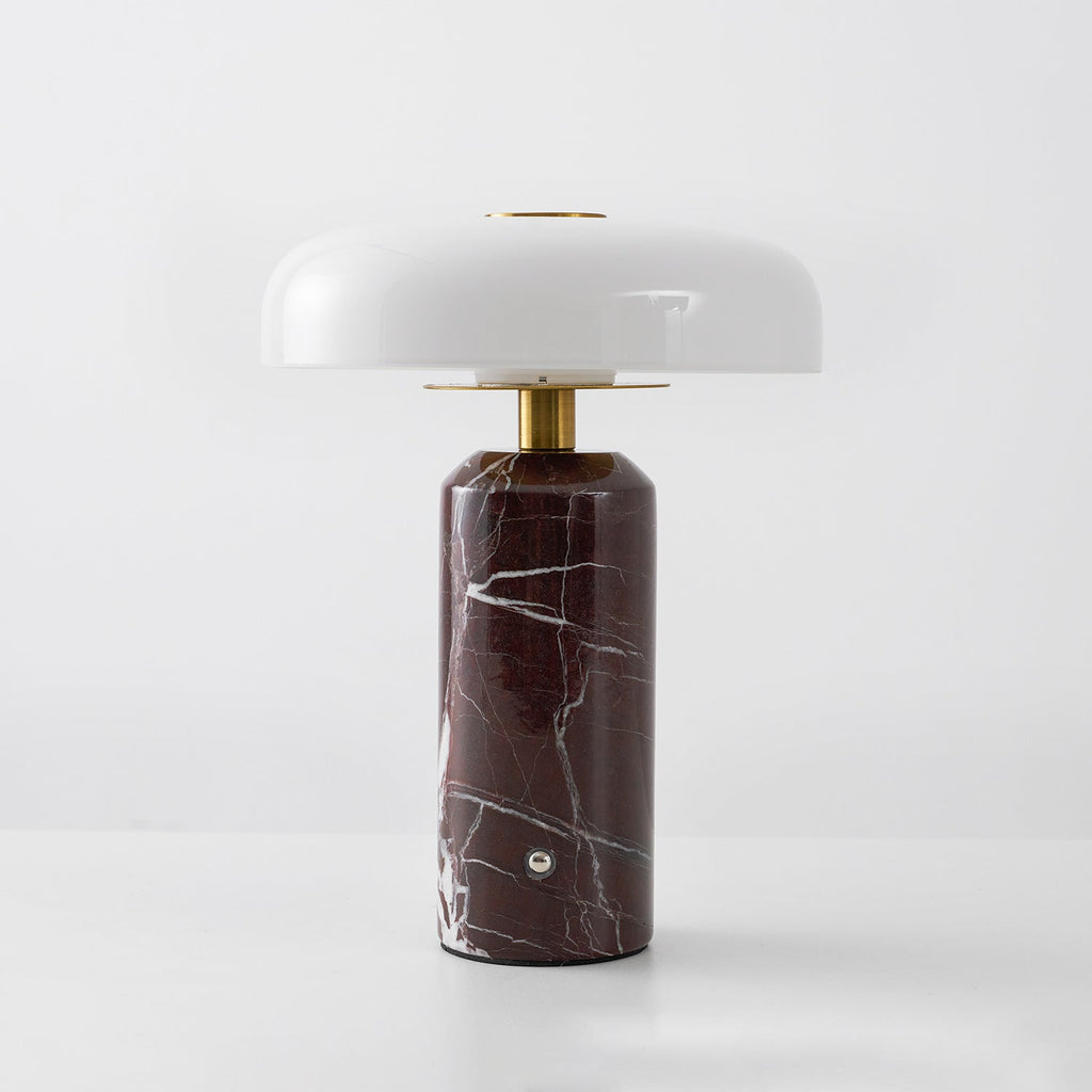 Opaline Glass Orb Marble Base Cordless Table Lamp