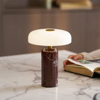 Opaline Glass Orb Marble Base Cordless Table Lamp