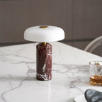 Opaline Glass Orb Marble Base Cordless Table Lamp
