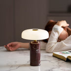 Opaline Glass Orb Marble Base Cordless Table Lamp
