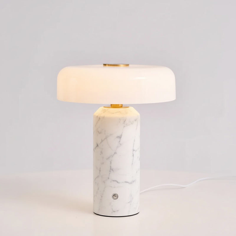 Opaline Glass Orb Marble Base Cordless Table Lamp