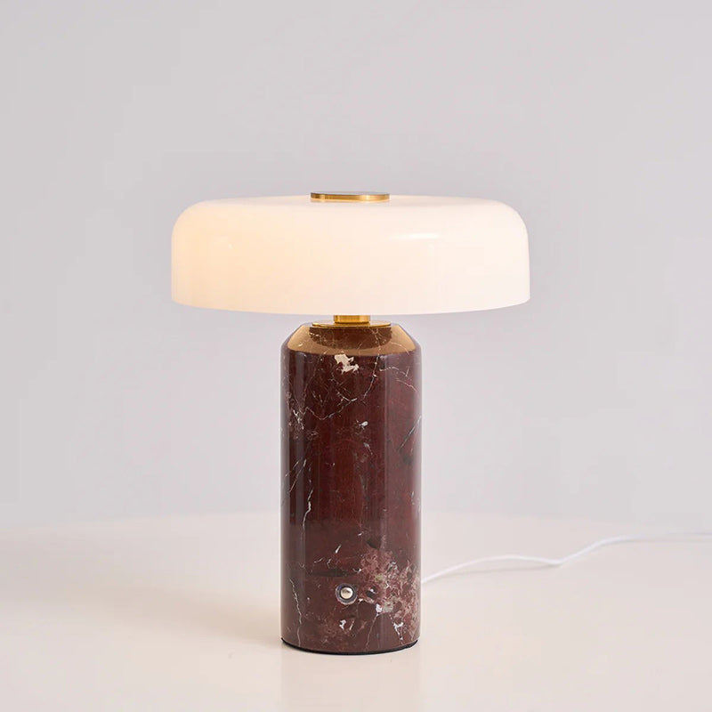 Opaline Glass Orb Marble Base Cordless Table Lamp