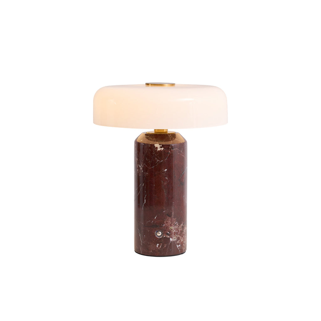 Opaline Glass Orb Marble Base Cordless Table Lamp