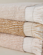 Luma Organic Cotton Towel | Striped Design, Thick Fringe