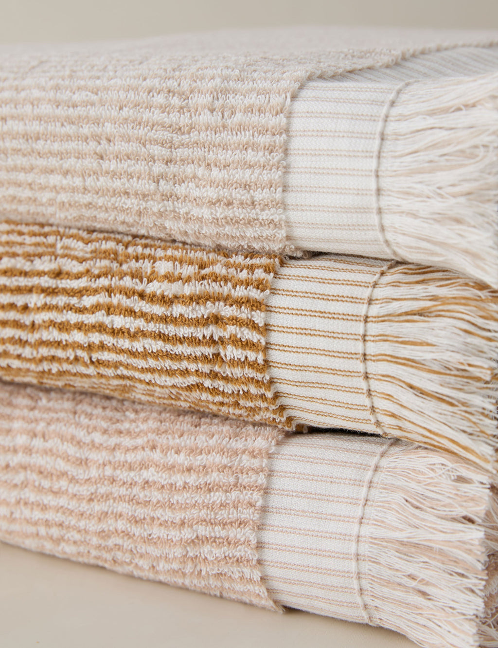Luna Organic Cotton Towel | Striped Design, Thick Fringe