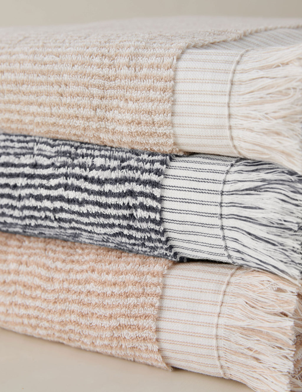 Luma Organic Cotton Towel | Striped Design, Thick Fringe