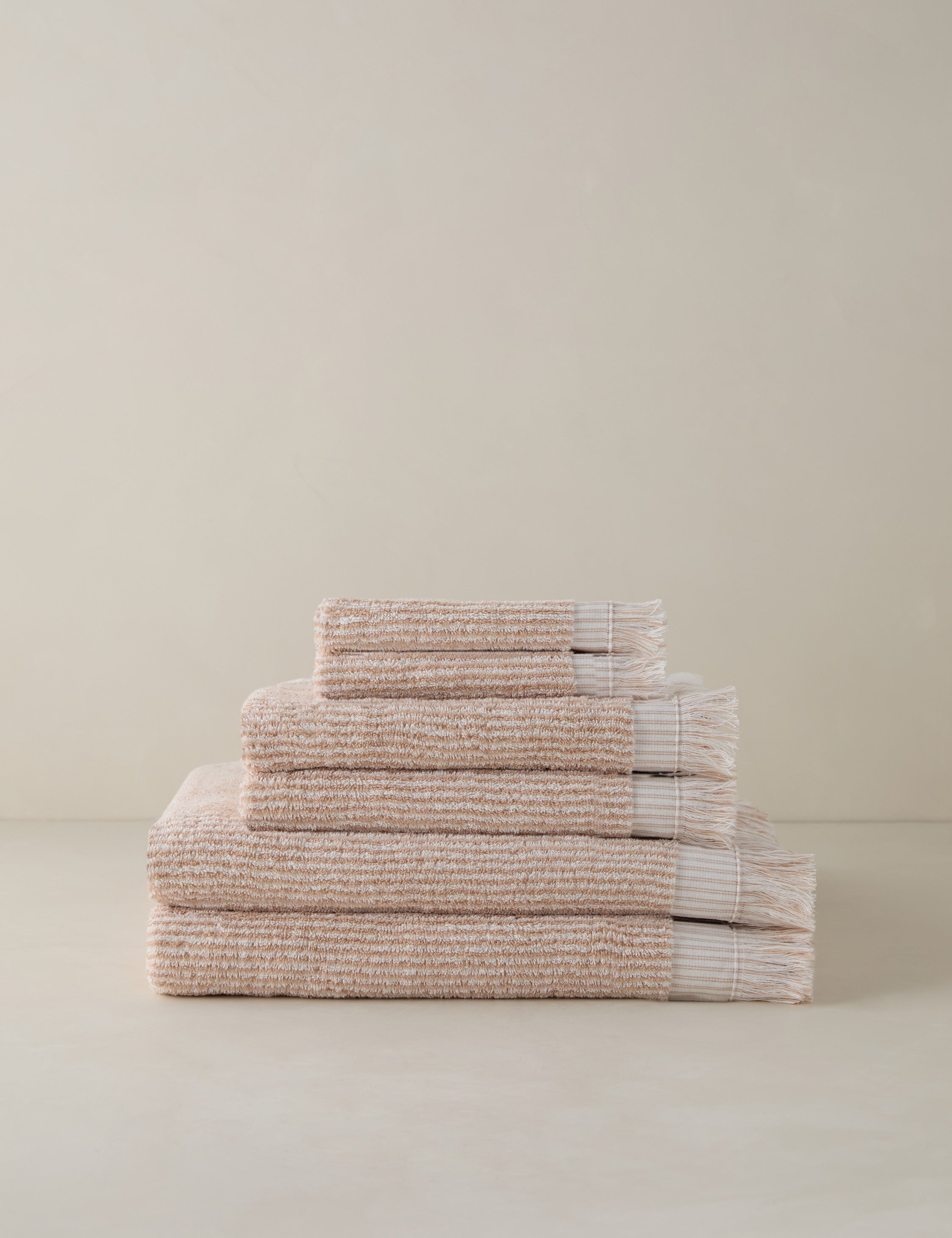 Luma Organic Cotton Towel | Striped Design, Thick Fringe