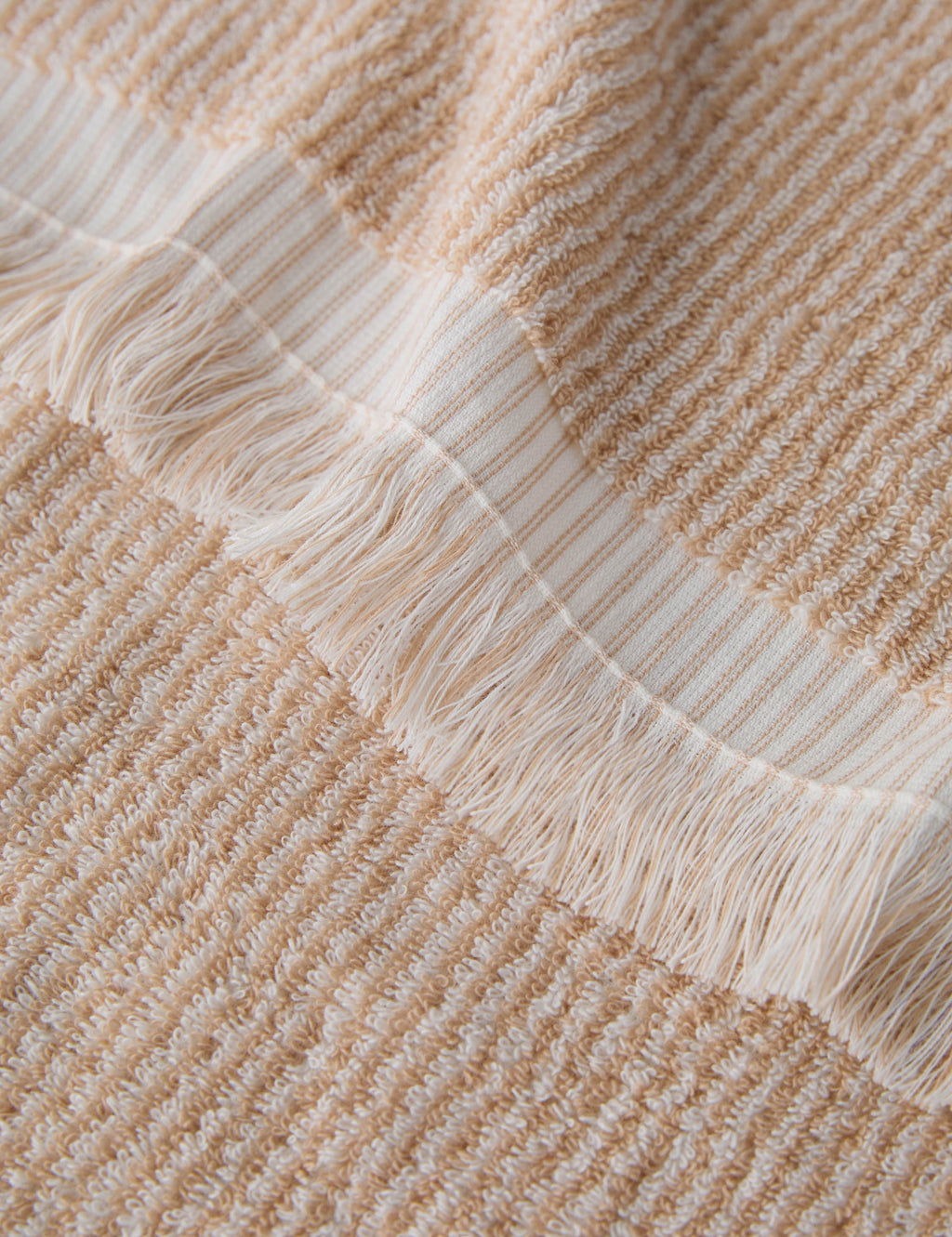 Luna Organic Cotton Towel | Striped Design, Thick Fringe