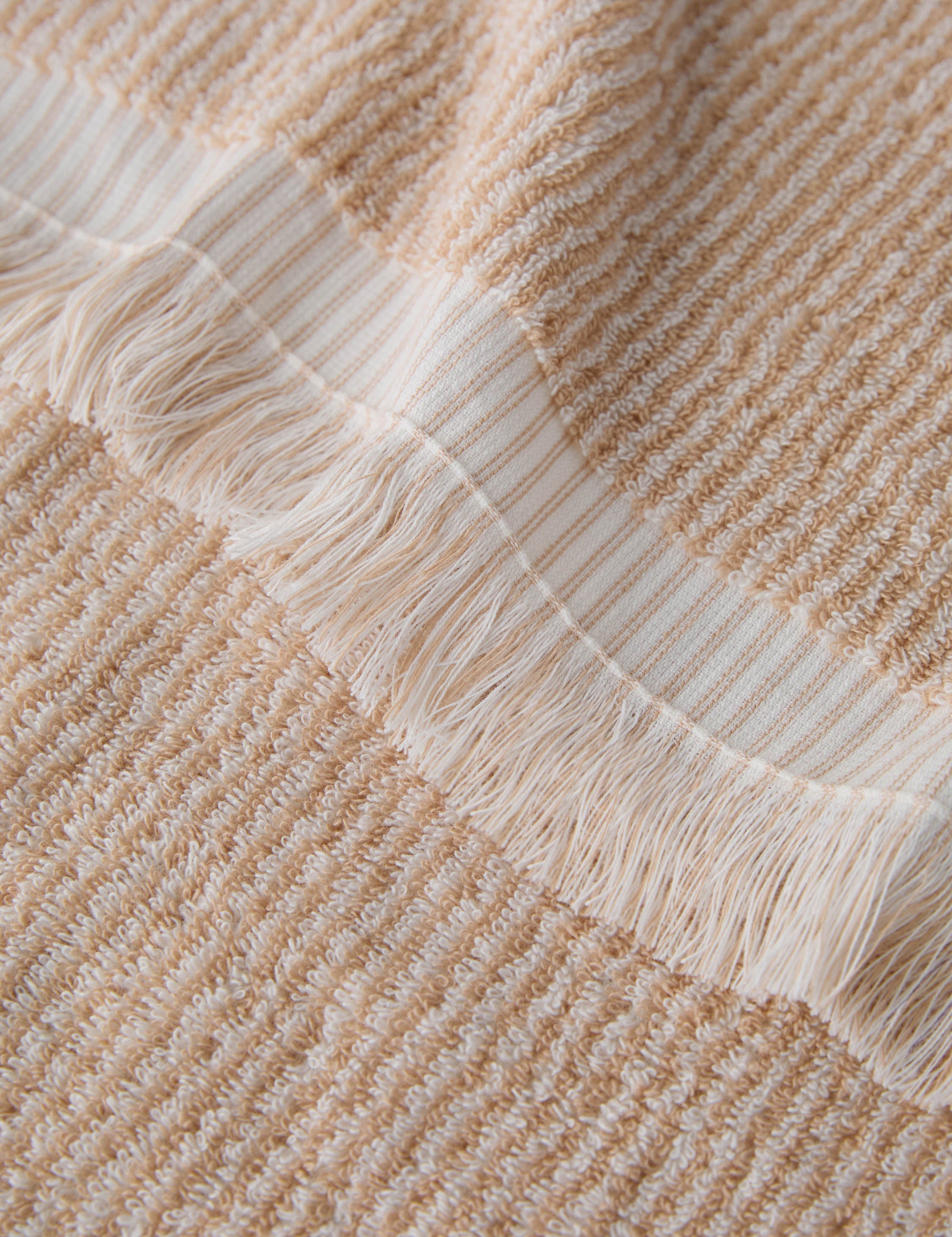 Luna Organic Cotton Towel | Striped Design, Thick Fringe
