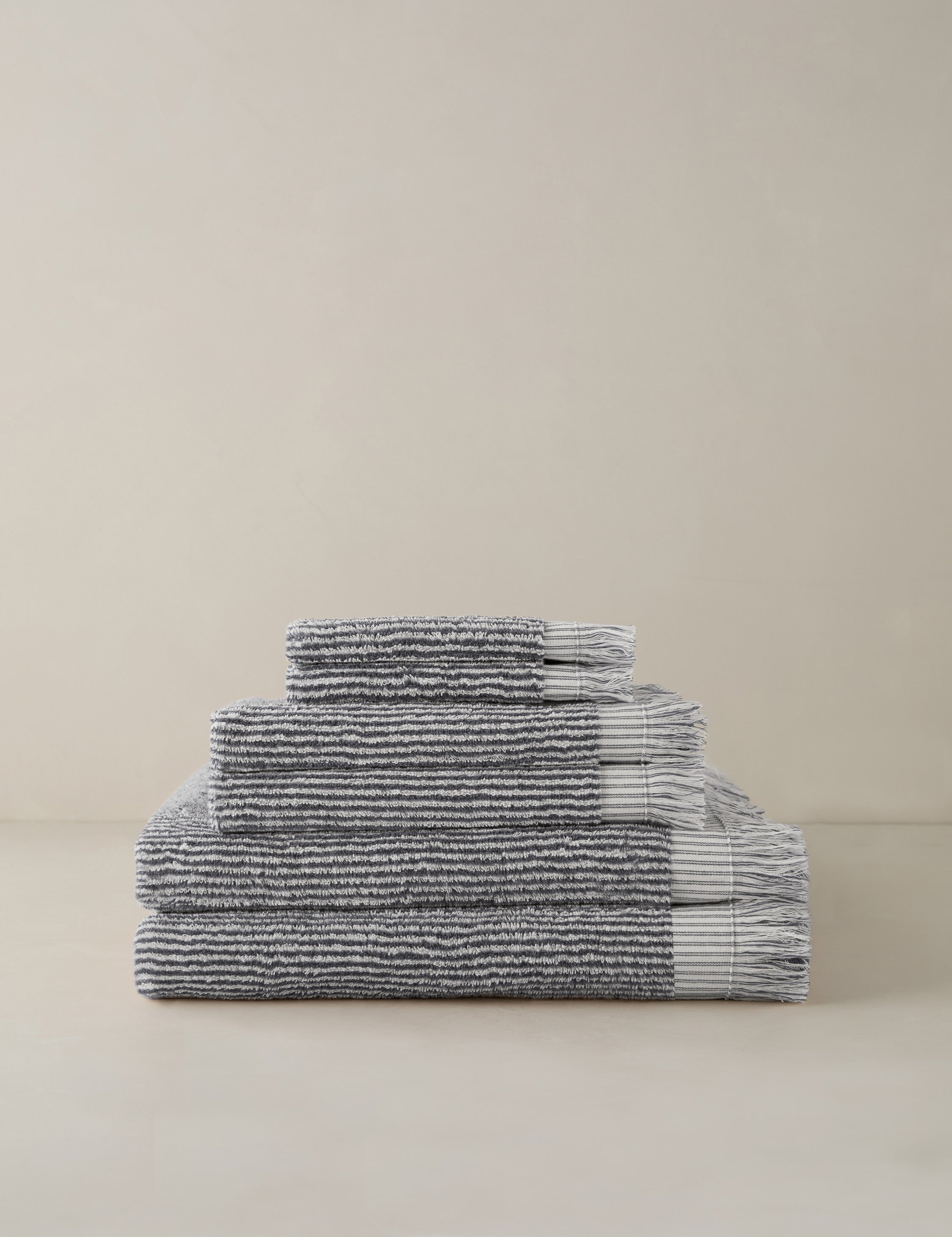 Luma Organic Cotton Towel | Striped Design, Thick Fringe