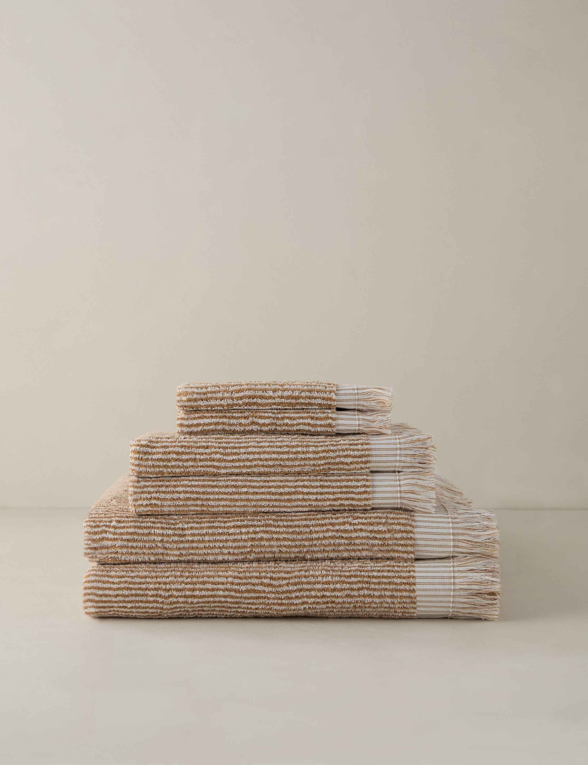 Luna Organic Cotton Towel | Striped Design, Thick Fringe